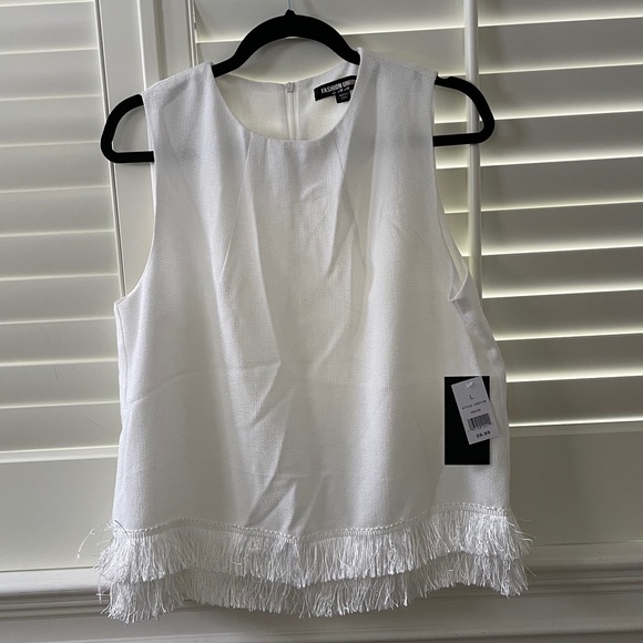 NWT White Fringe Tank - Picture 1 of 3